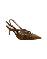Suede leather slingback