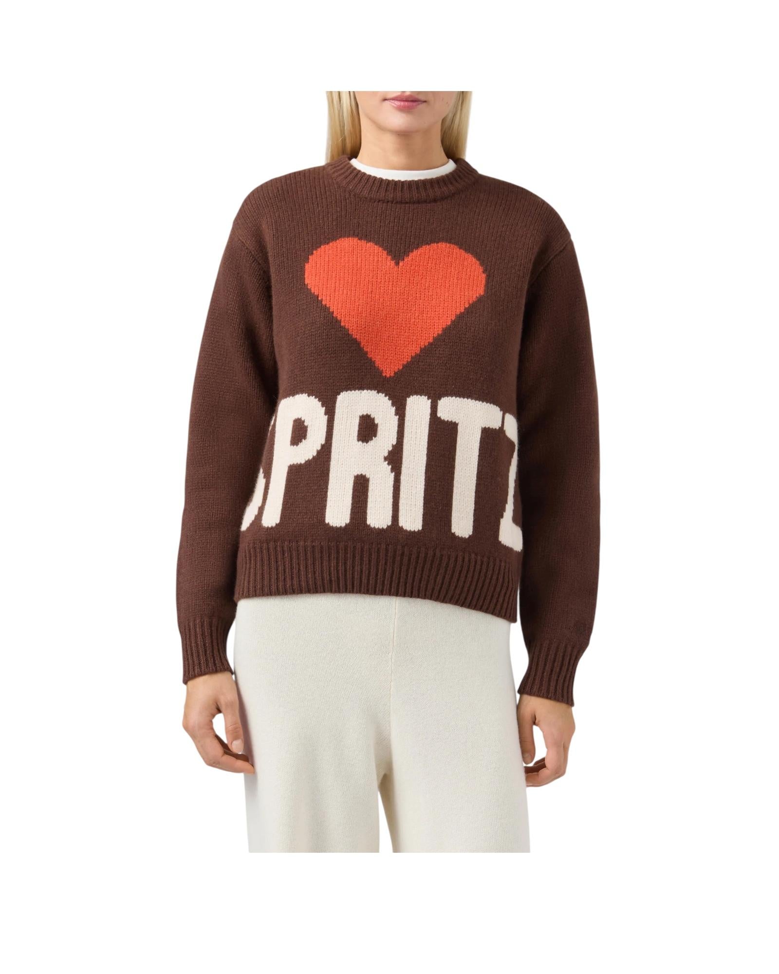 Maglione Kyla in lana marrone con jacquard Spritz KYLA002 00441I MC2 SAINT BARTH 