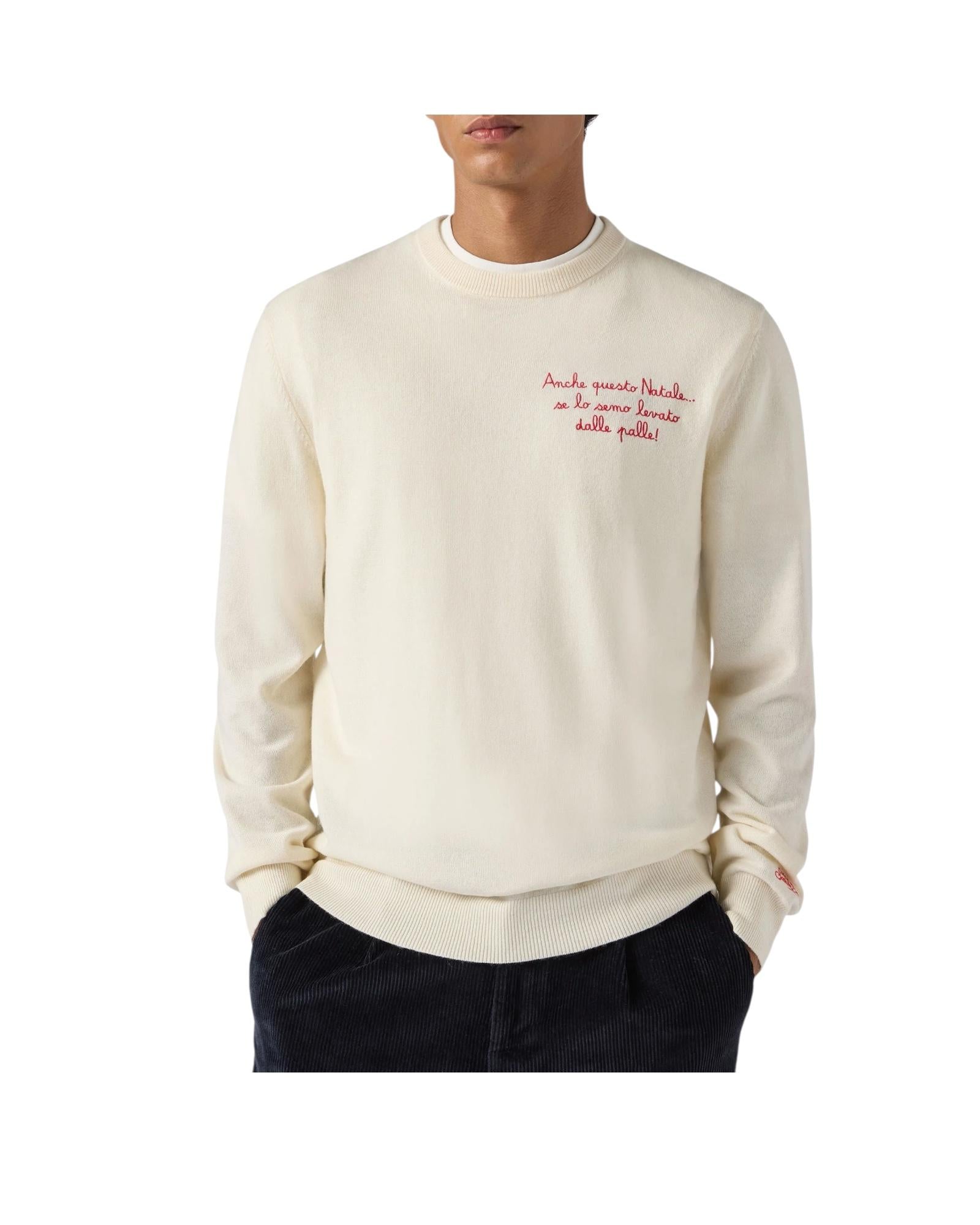 Maglione girocollo con ricamo Anche questo natale,, se lo semo levato dalle palle! HER0024 03386I MC2 SAINT BARTH 