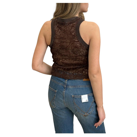 Top in pizzo lavorato Cioccolato RNO Q037 232 HAVEONE 