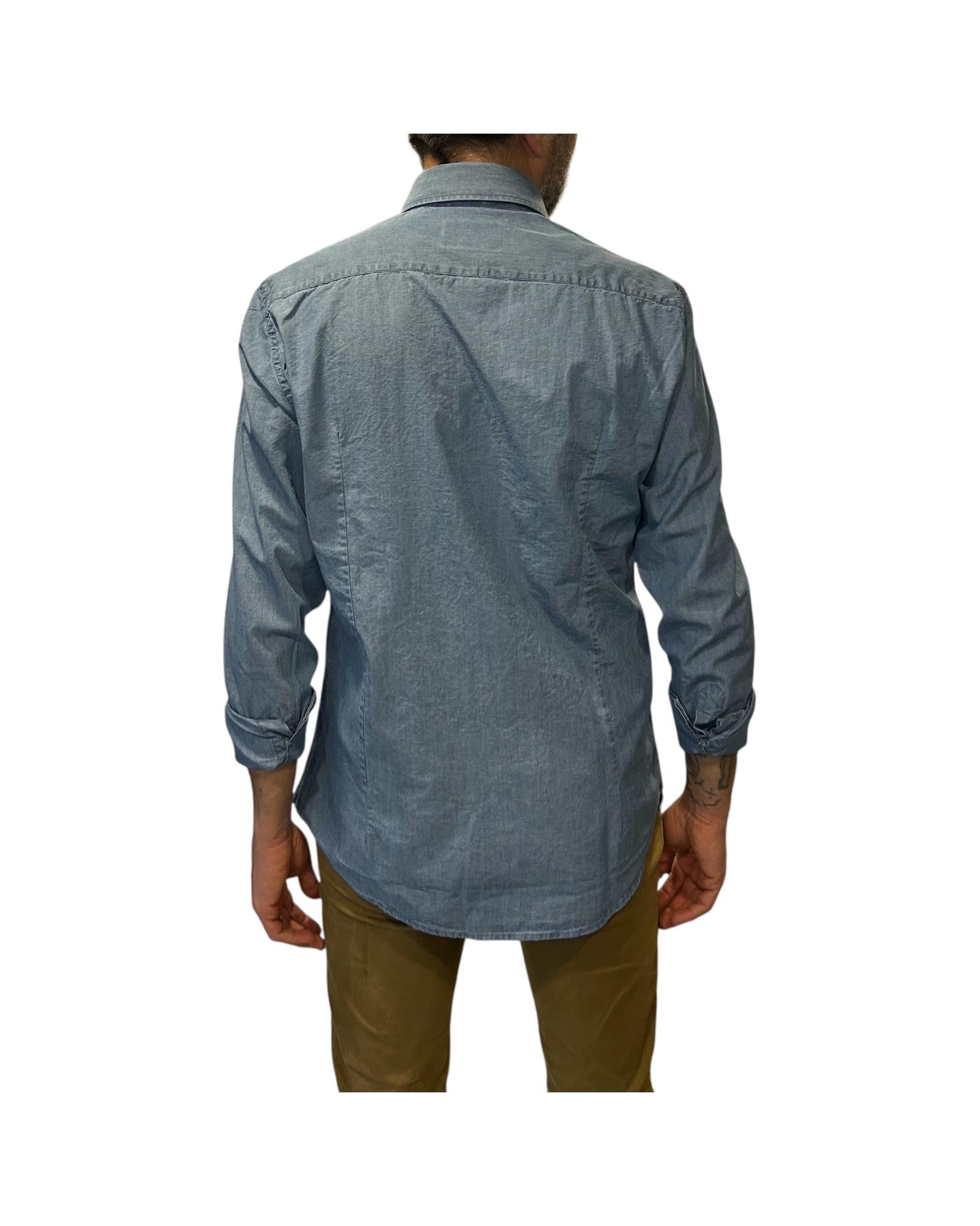 Camicia Uomo in cotone Denim B027 UNICO BASTONCINO 