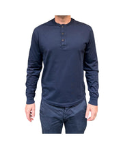 T-shirt manica lunga con bottoni Navy