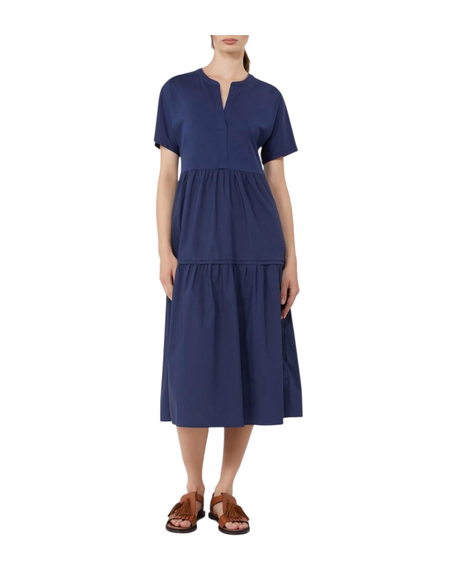 Abito a balze in jersey di cotone Blu CAPSULA 005 MAX MARA WEEKEND