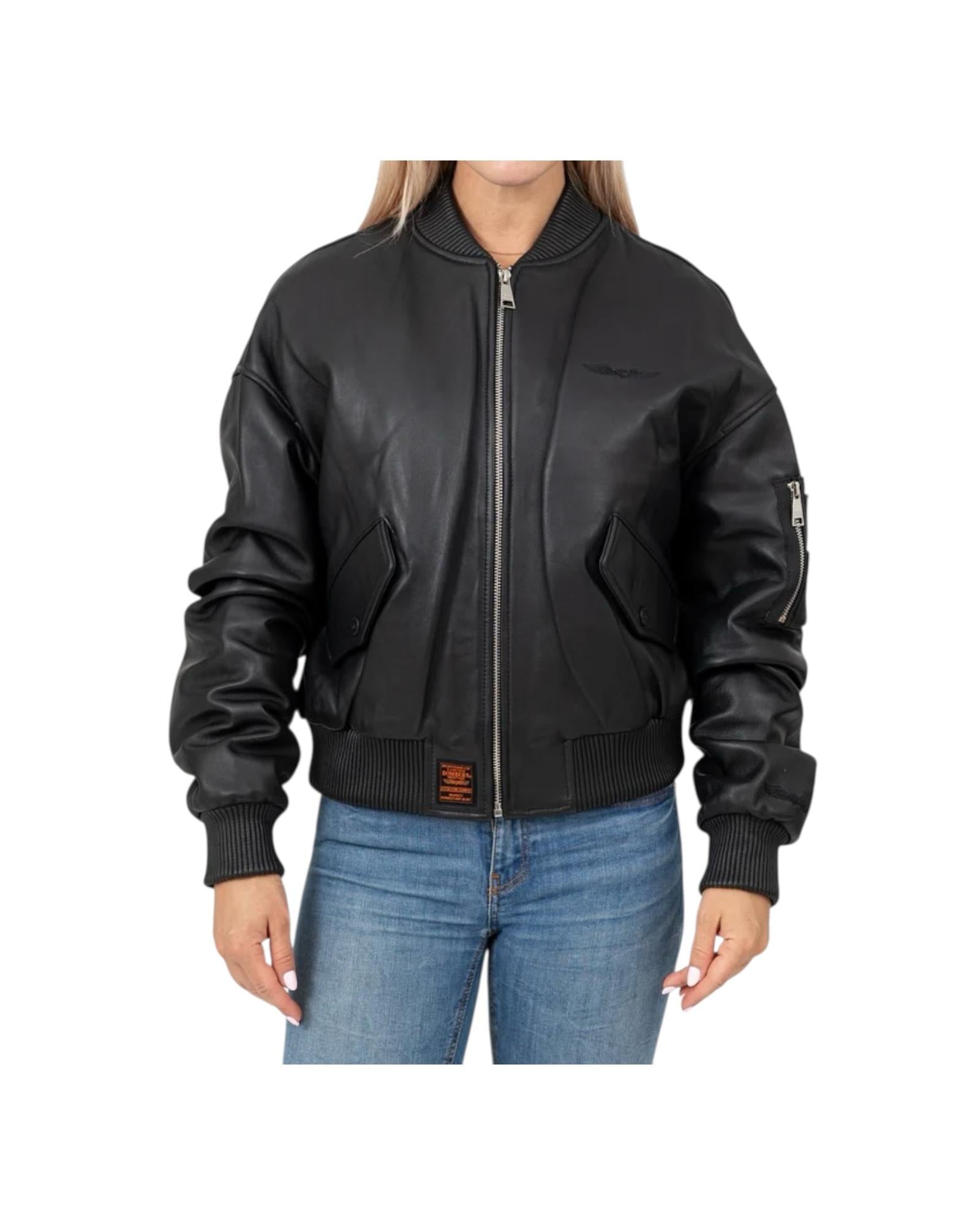 Giacca in pelle Naomi Black BWNAOMIF5 BLACK BOMBERS ORIGINAL 