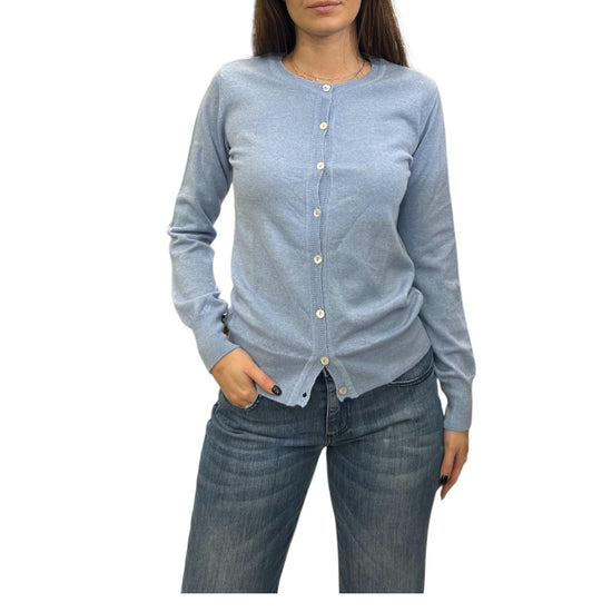 Cardigan girocollo in lana merino Celeste CARDIGAN GIROCOLLO CELESTE AlEXANDRE STONE 