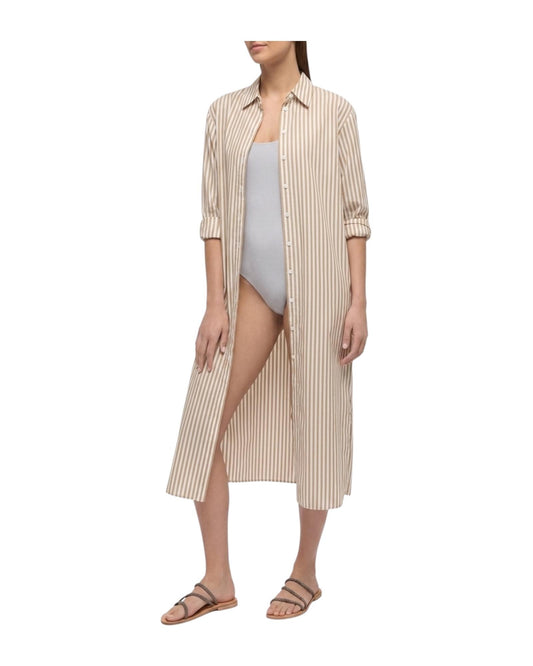 Abito maxi in cotone con stampa a righe ADN0001 01293L MC2 SAINT BARTH 