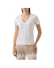 T-shirt in lino Bianco con logo ricamato