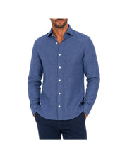 Camicia Uomo in lino Blu