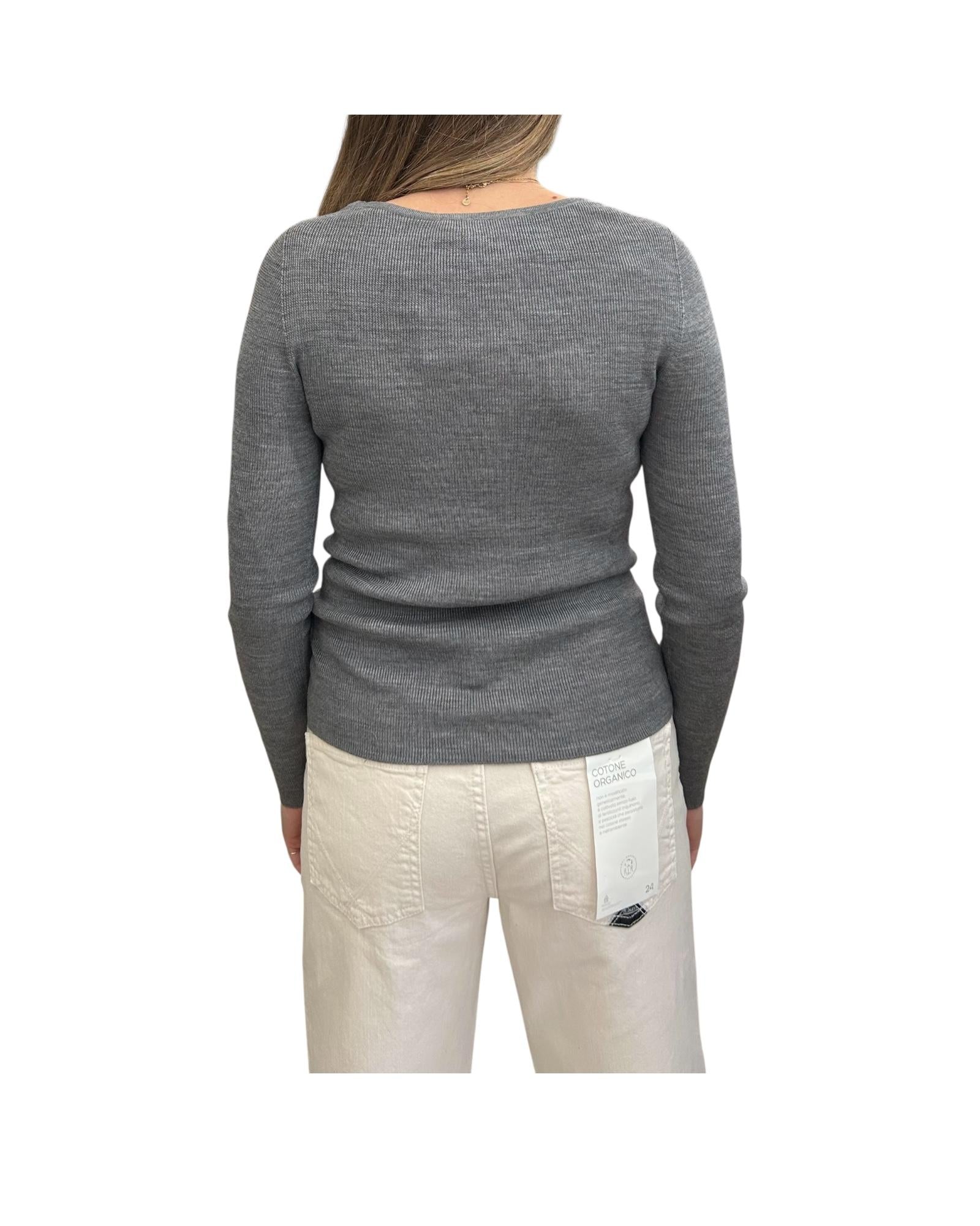 Maglia scollo madonna in lana merino Grigio MTA P103 065 haveone