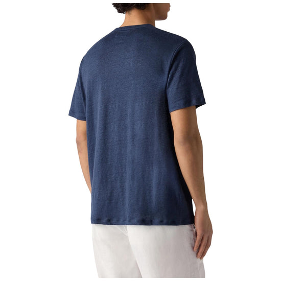 T-shirt in puro lino con logo ricamato Blue navy ECS0003 00119L MC2 SAINT BARTH 