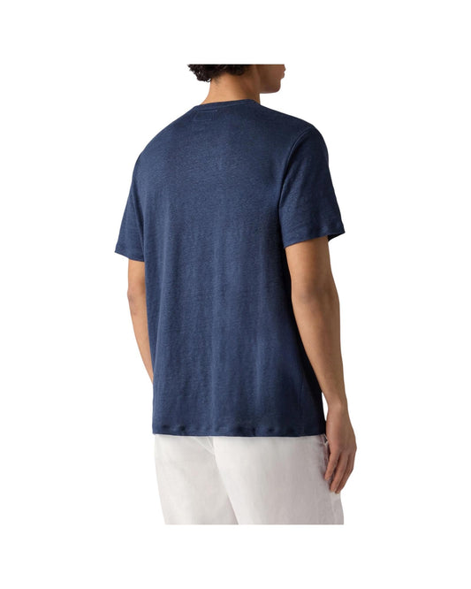 T-shirt in puro lino con logo ricamato Blue navy ECS0003 00119L MC2 SAINT BARTH 