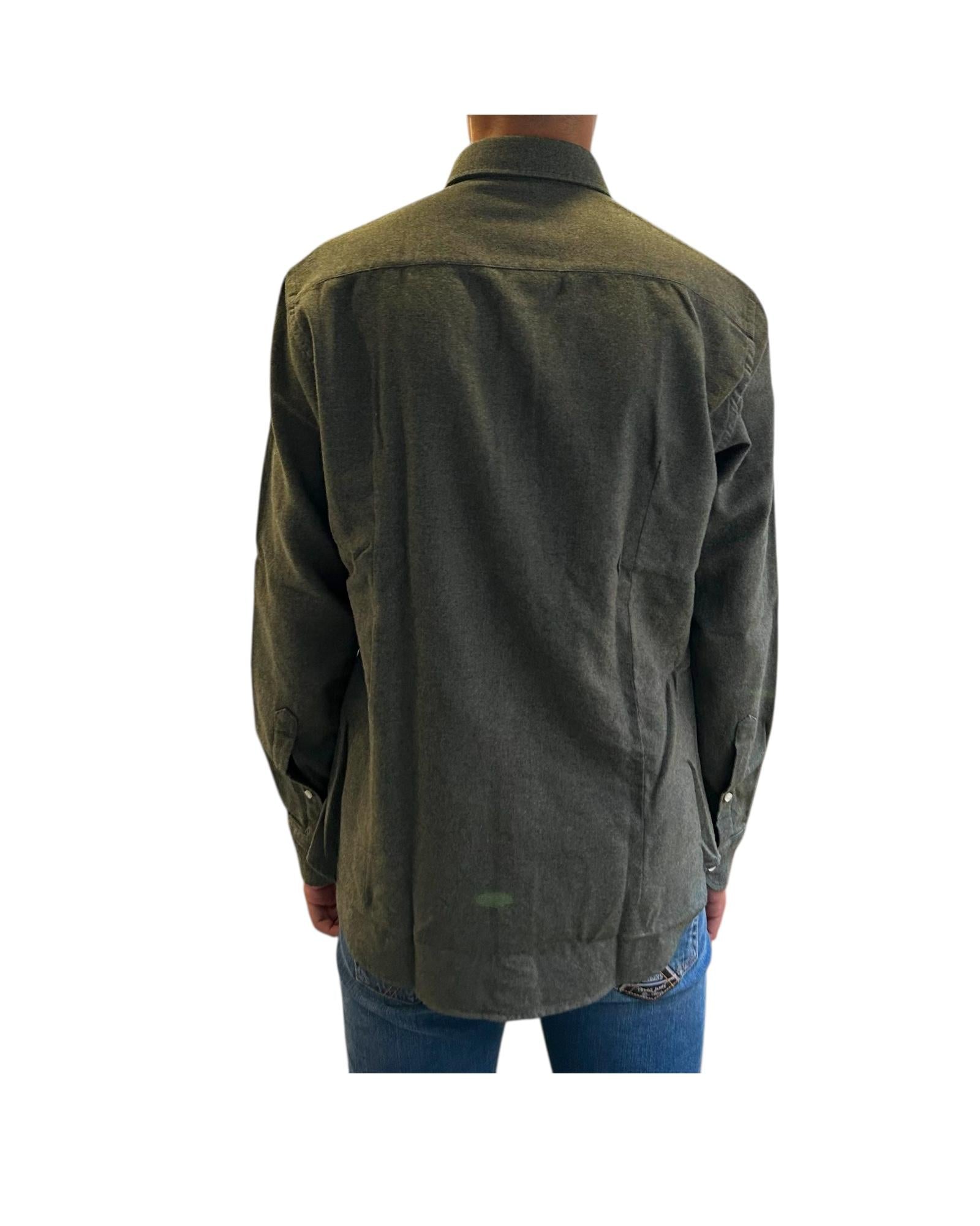 Camicia uomo in flanella Verde B2338 11 BASTONCINO 