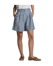 Short in lino a righe Blu