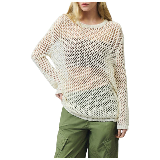 Maglia girocollo in mesh Cream RND559CR80XXXX C0067 ROY ROGER'S 