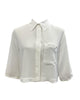 Camicia Donna Scocca crop in pura seta bianco.