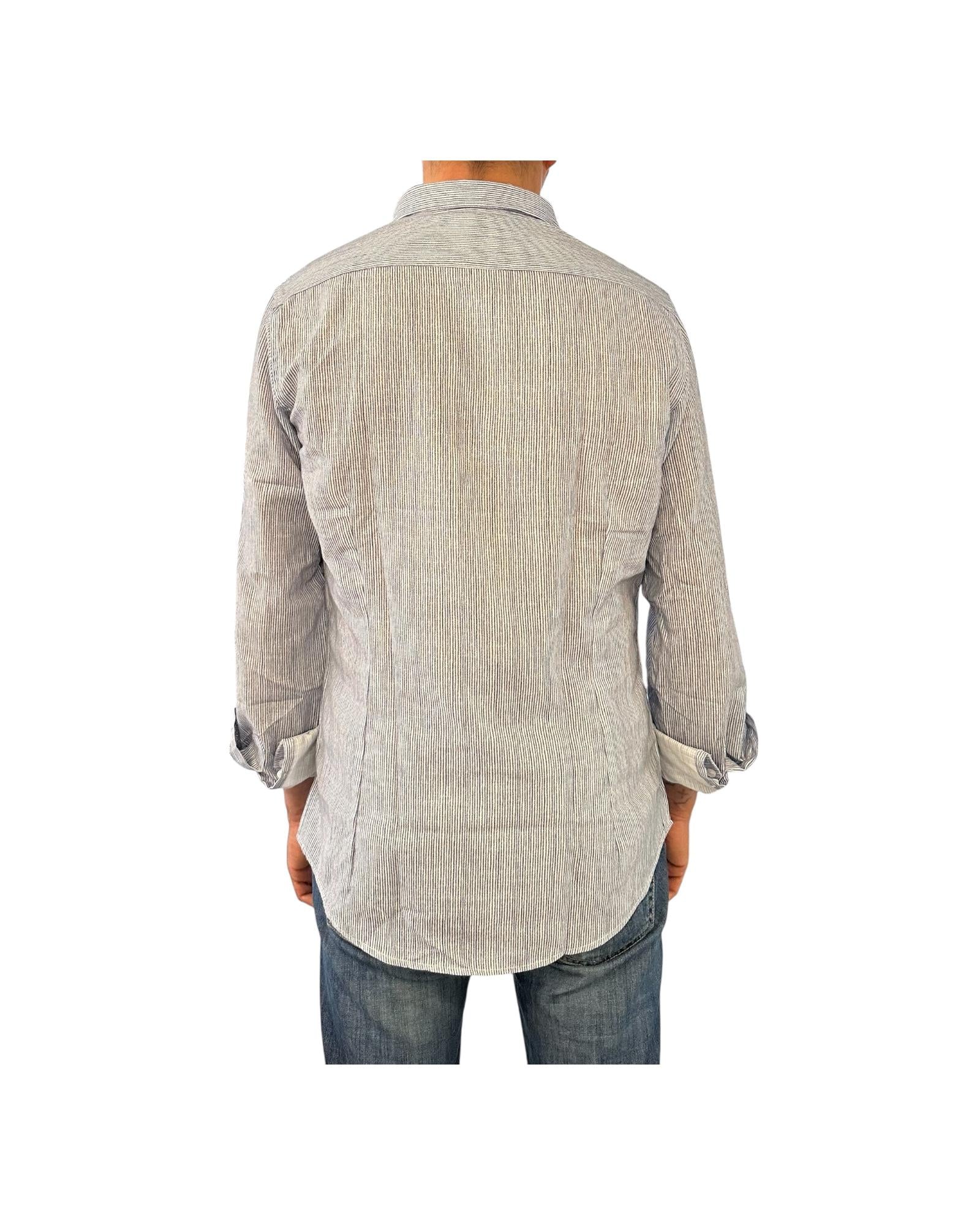 Camicia Uomo misto lino righe bianco celeste CAMICIE COTONE LINO RIGHE BIANCO CELESTE RE.VI.VAL 