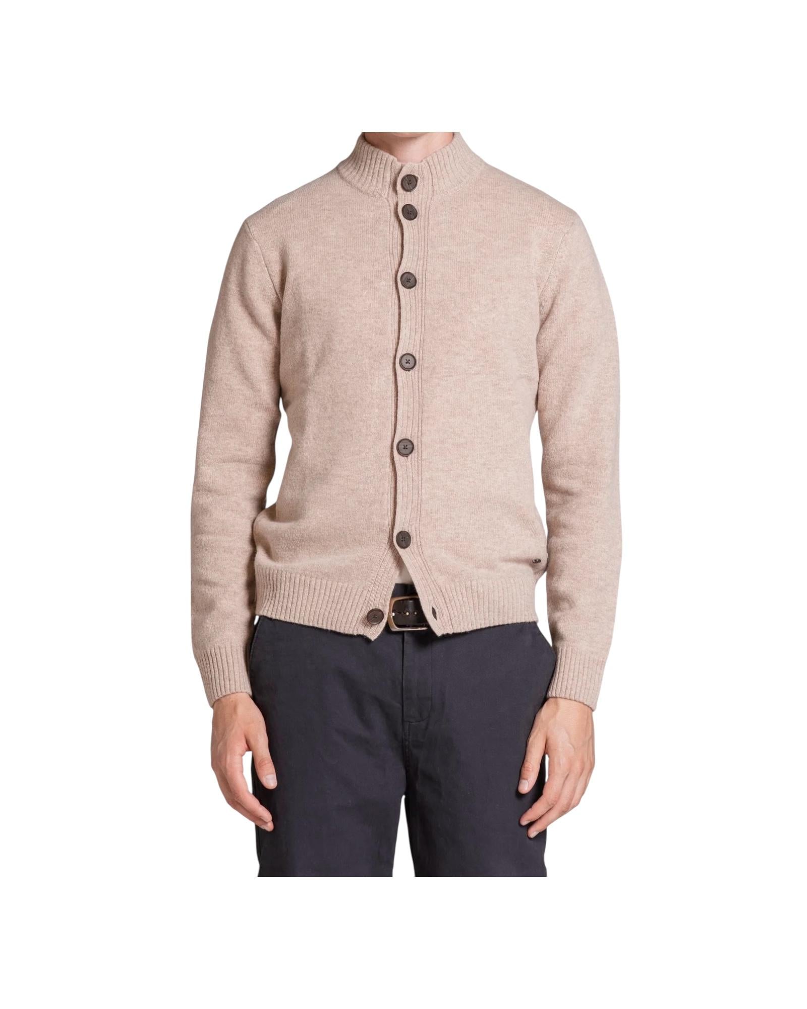 Cardigan Chase in lana Beige CHASE WN8C92 IMPURE 