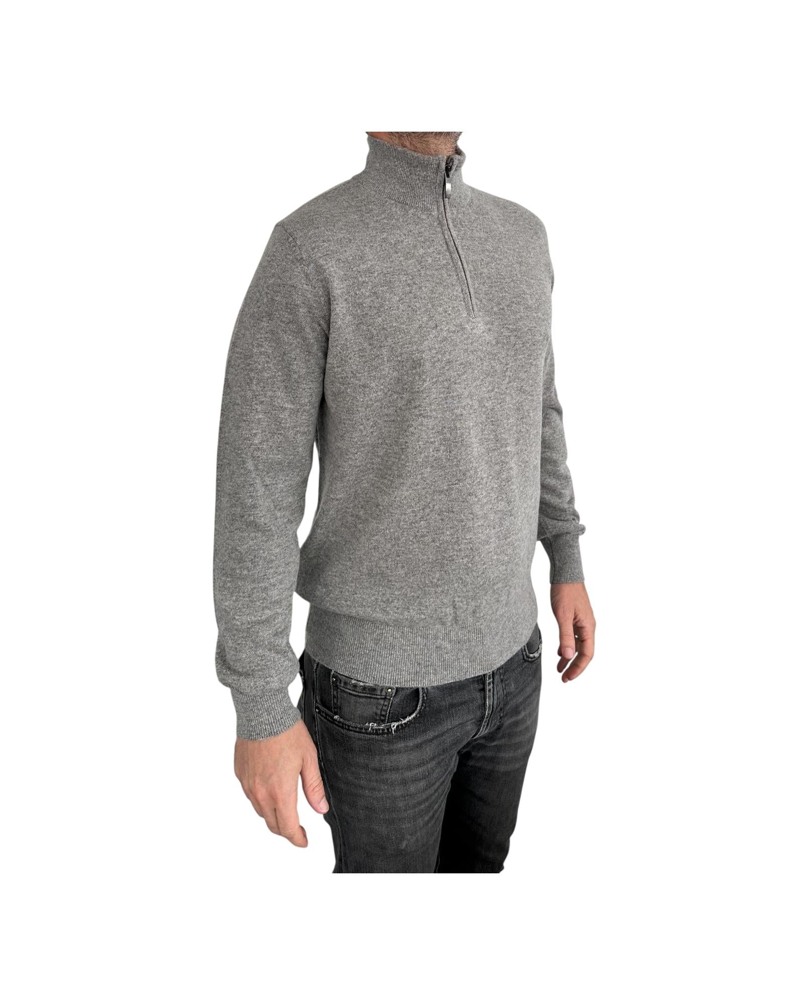 Lupetto con zip in lana e cashmere Tortora 87005 212 CAVALIERI MILANO 
