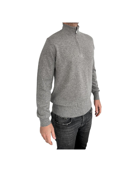Lupetto con zip in lana e cashmere Tortora 87005 212 CAVALIERI MILANO 