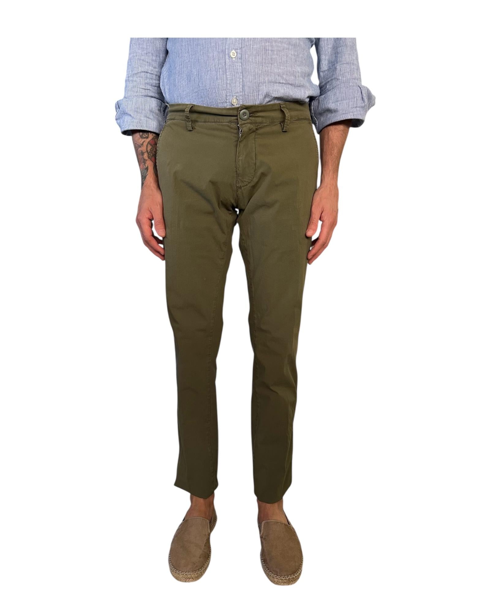 Pantalone Carnaby Popeline verde militare 001 CARNABY POPELINE MILITARY GREEN MODFITTERS