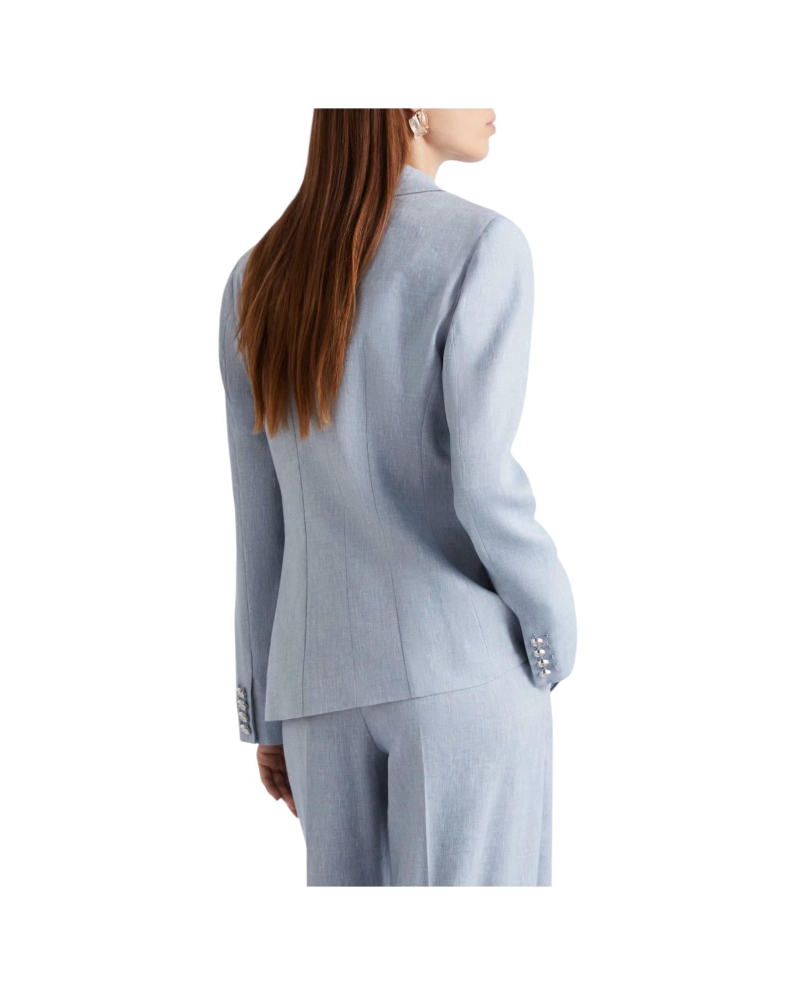 Blazer in chevron di misto lino Azzurro BUSSOLA 003 MARELLA 