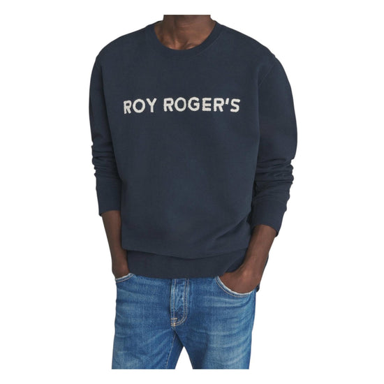 Felpa girocollo con logo ricamato Blue RRU90005CN66XXXX C00048 ROY ROGER'S 