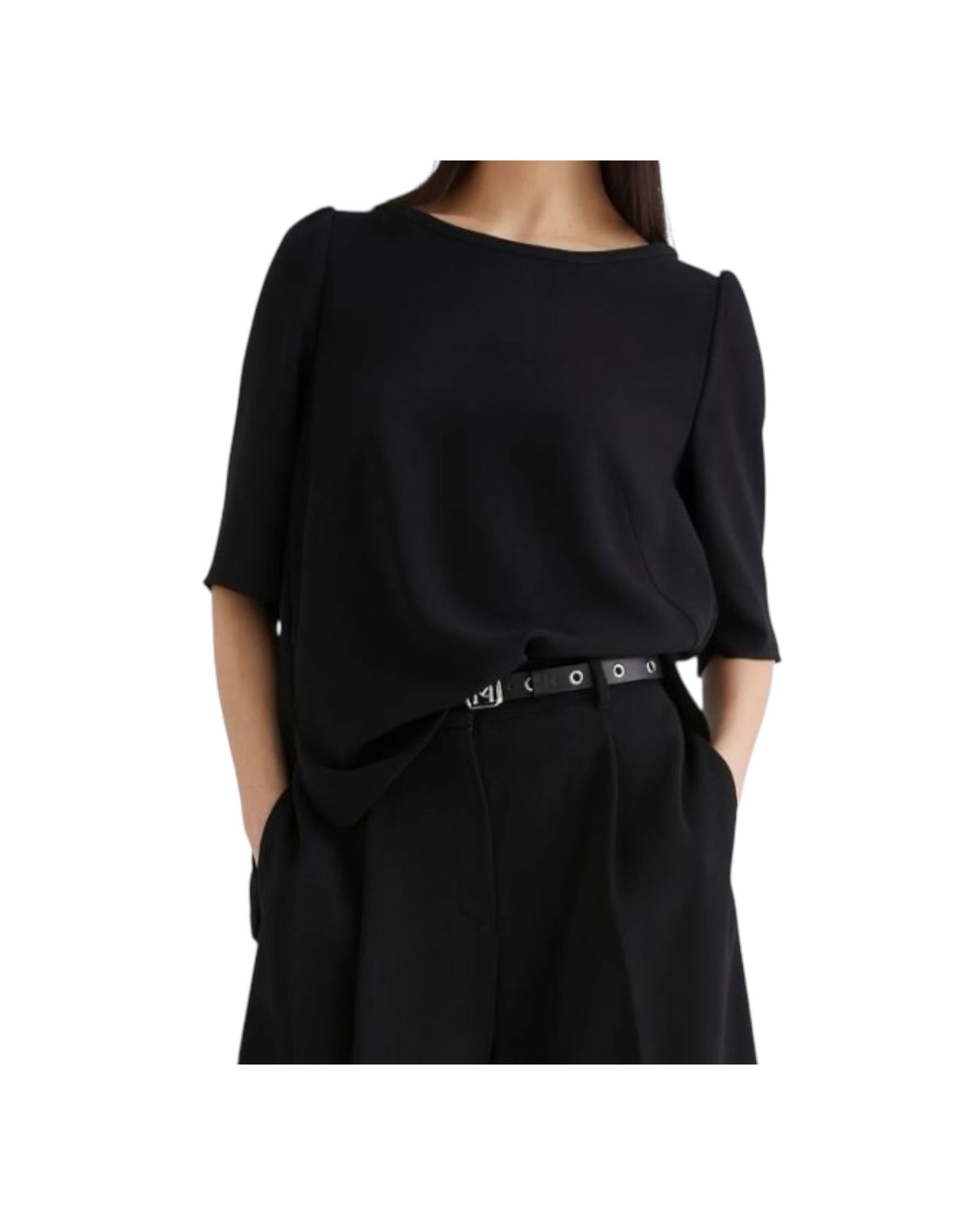 Blusa Vanessa in ever satin riciclato nero. VANESSA 002 MARELLA