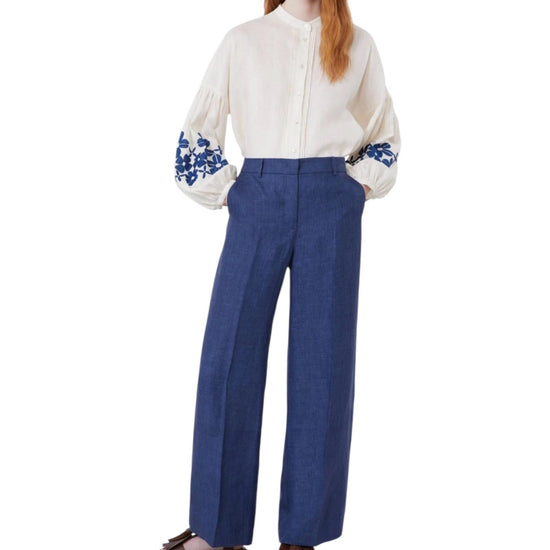 Pantalone in canvas di lino Blu MALIZIA 006 MAX MARA WEEKEND 