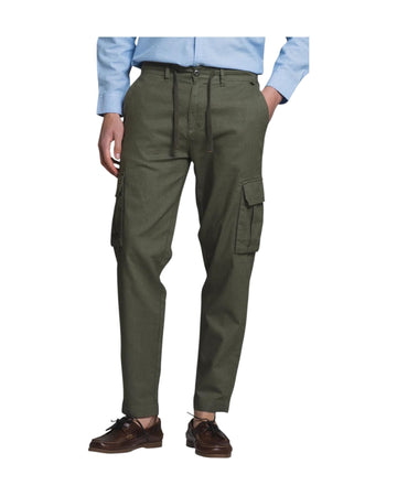 Pantalone Cargo in misto lino Military green ELMON MLNC03 IMPURE 