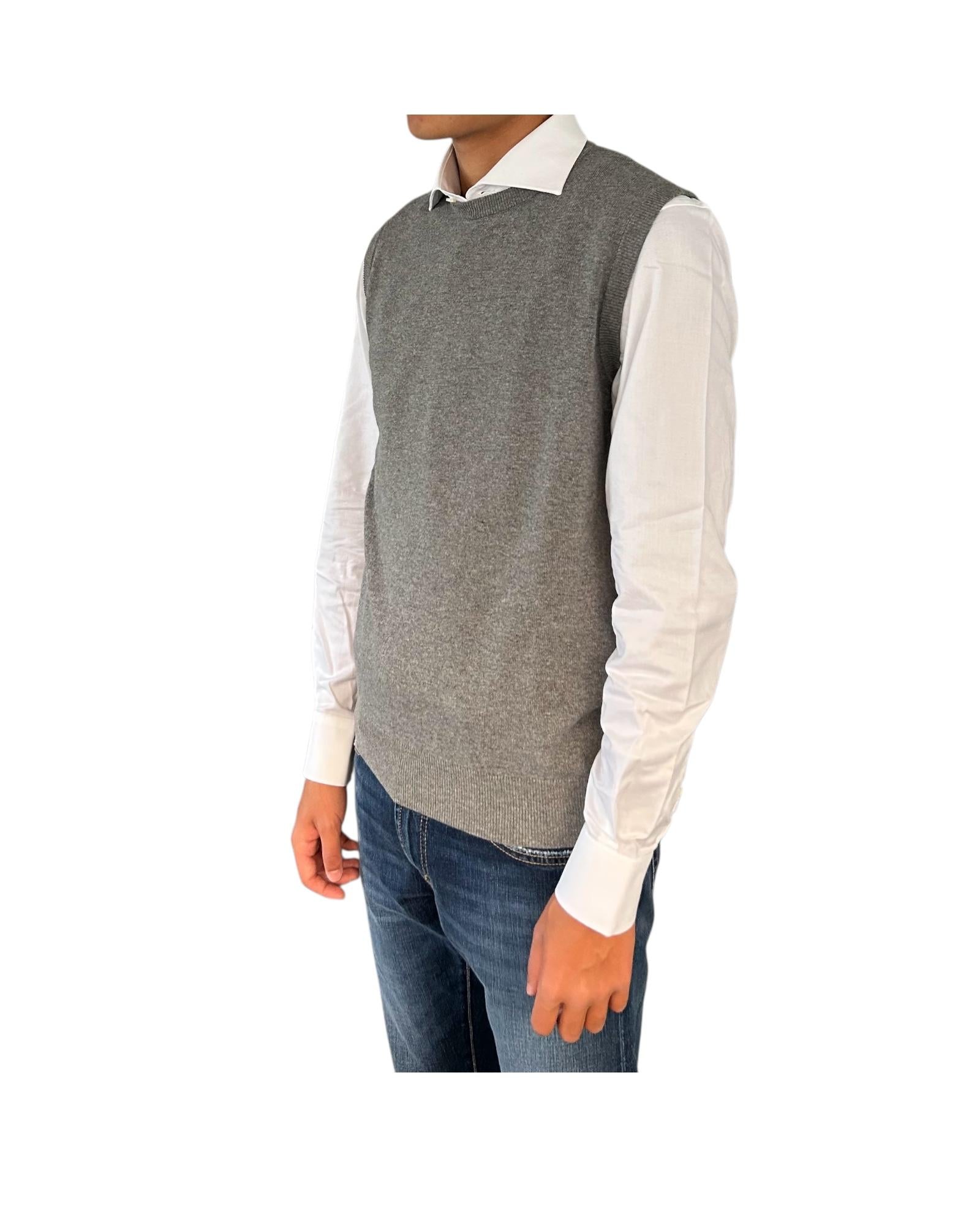 Gilet girocollo in lana e cashmere Grigio chiaro 00G50140M 242 MONTECHIARO 