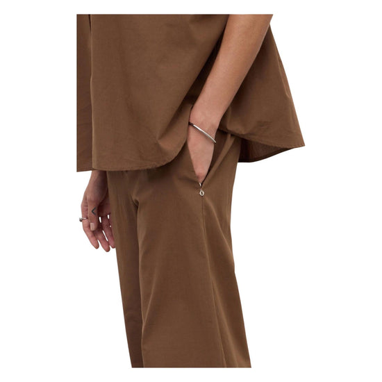 Pantalone cropped in popeline Cioccolata PCH DP9741 CIOCCOLATA OTTOD'AME 