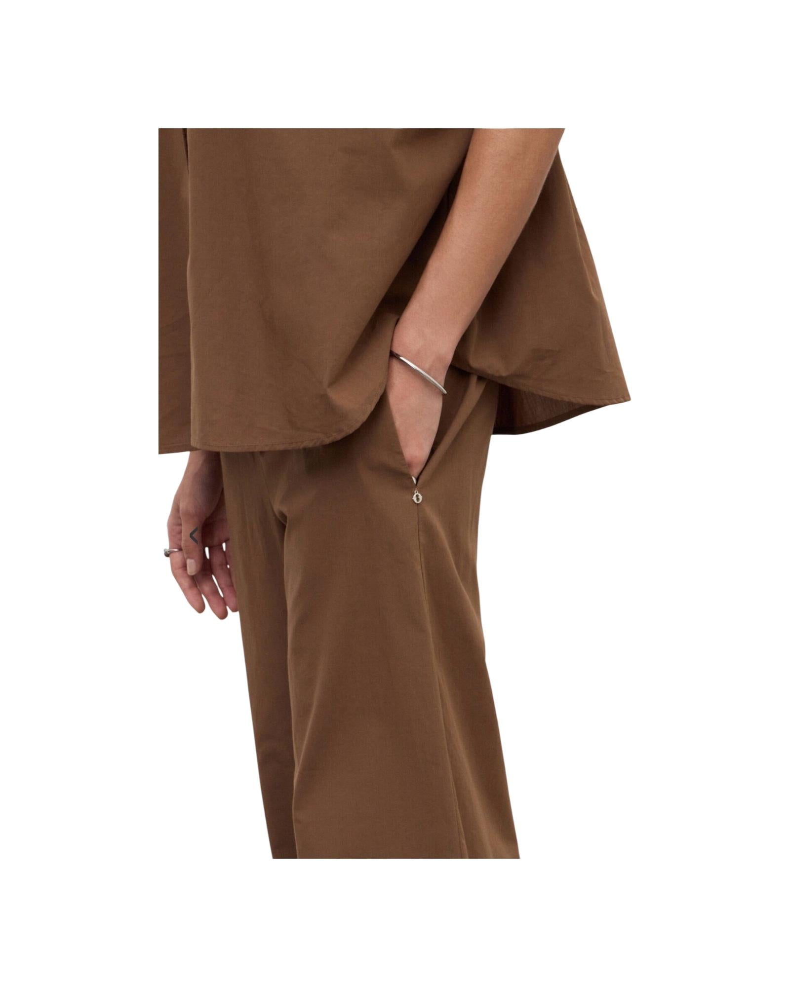 Pantalone cropped in popeline Cioccolata PCH DP9741 CIOCCOLATA OTTOD'AME 