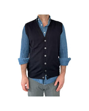 Gilet scollo a V tinta unita navy