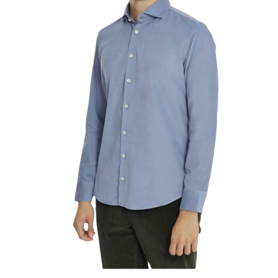 Camicia uomo velluto mille righe Celeste B1683 7 BASTONCINO 