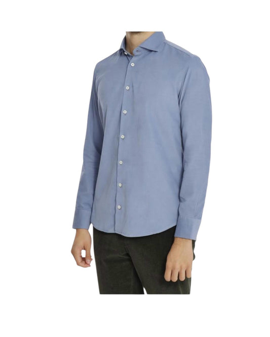 Camicia uomo velluto mille righe Celeste B1683 7 BASTONCINO 