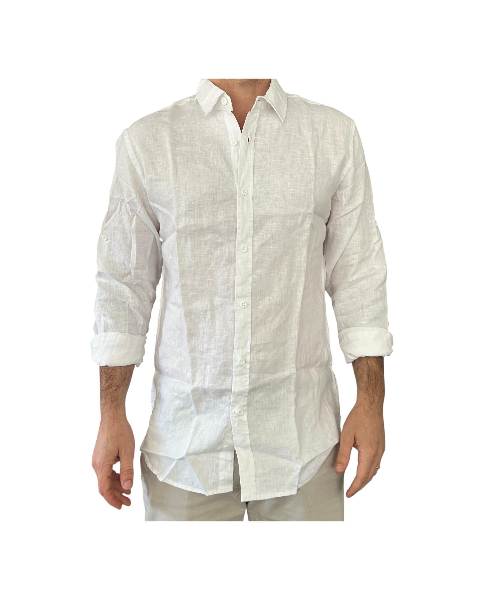Camicia uomo in lino White CAMICIA LINO TINTA UNITA WHITE RE.VI.VAL 