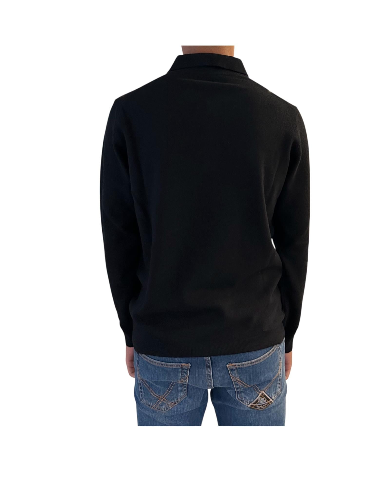 Polo con bottoni in lana Nero 5103 0900 +39MAsq 