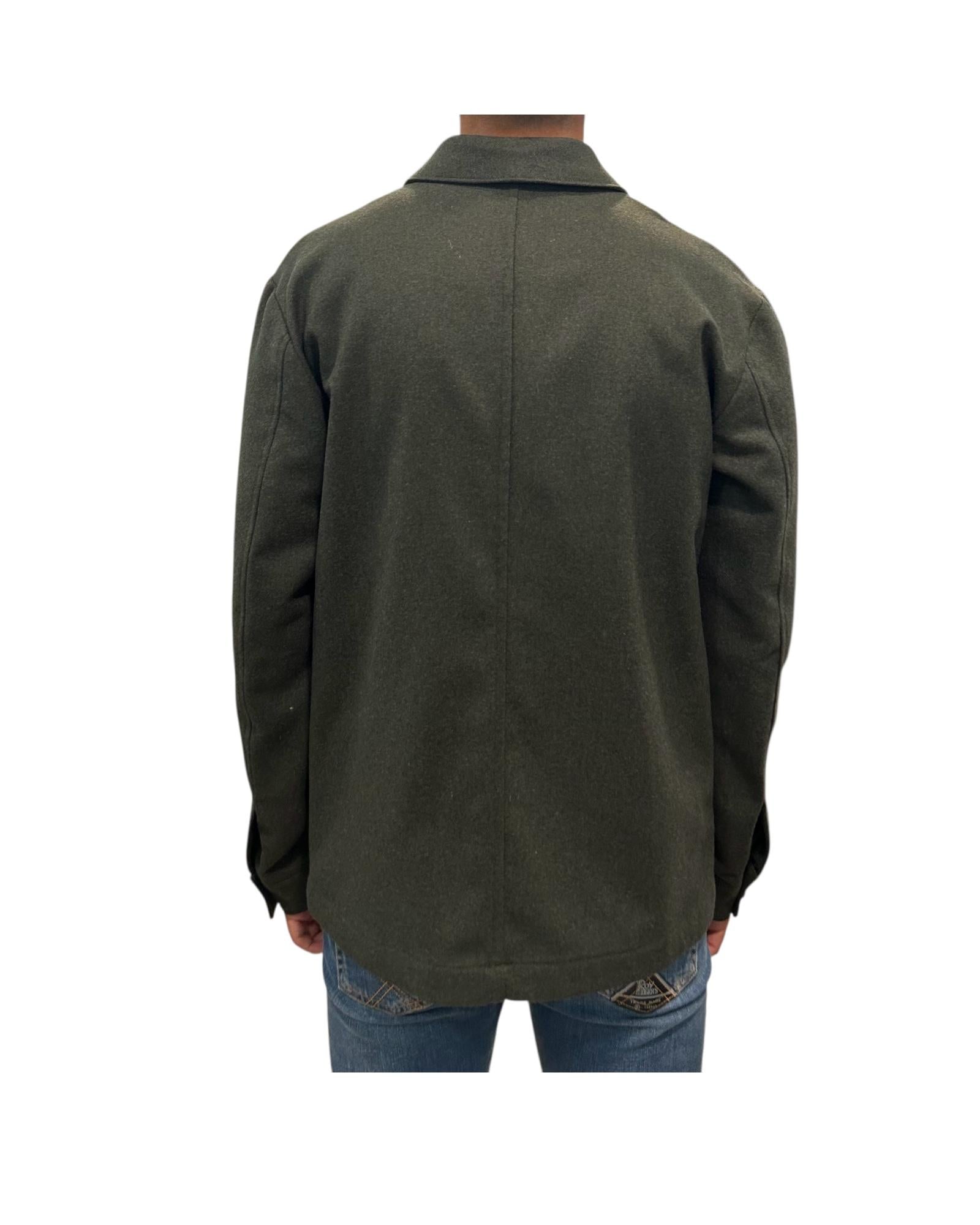 Overshirt in lana Verde FIL3121 7 BASTONCINO 