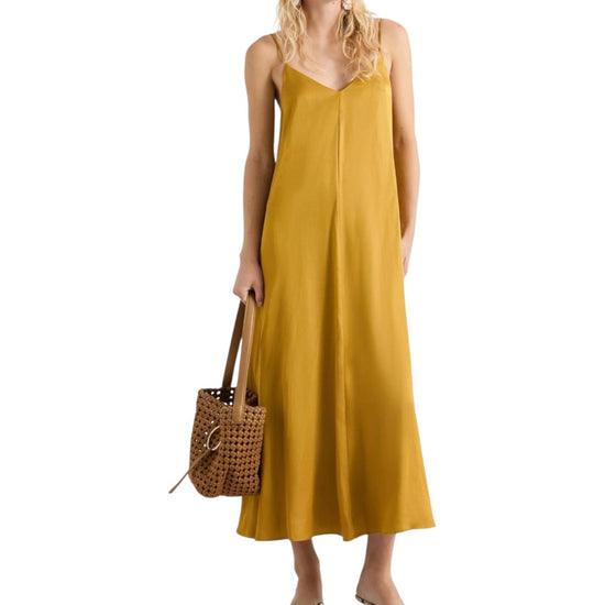 Slip dress in gabardina di misto lino Olio VOLIERA 002 MARELLA 