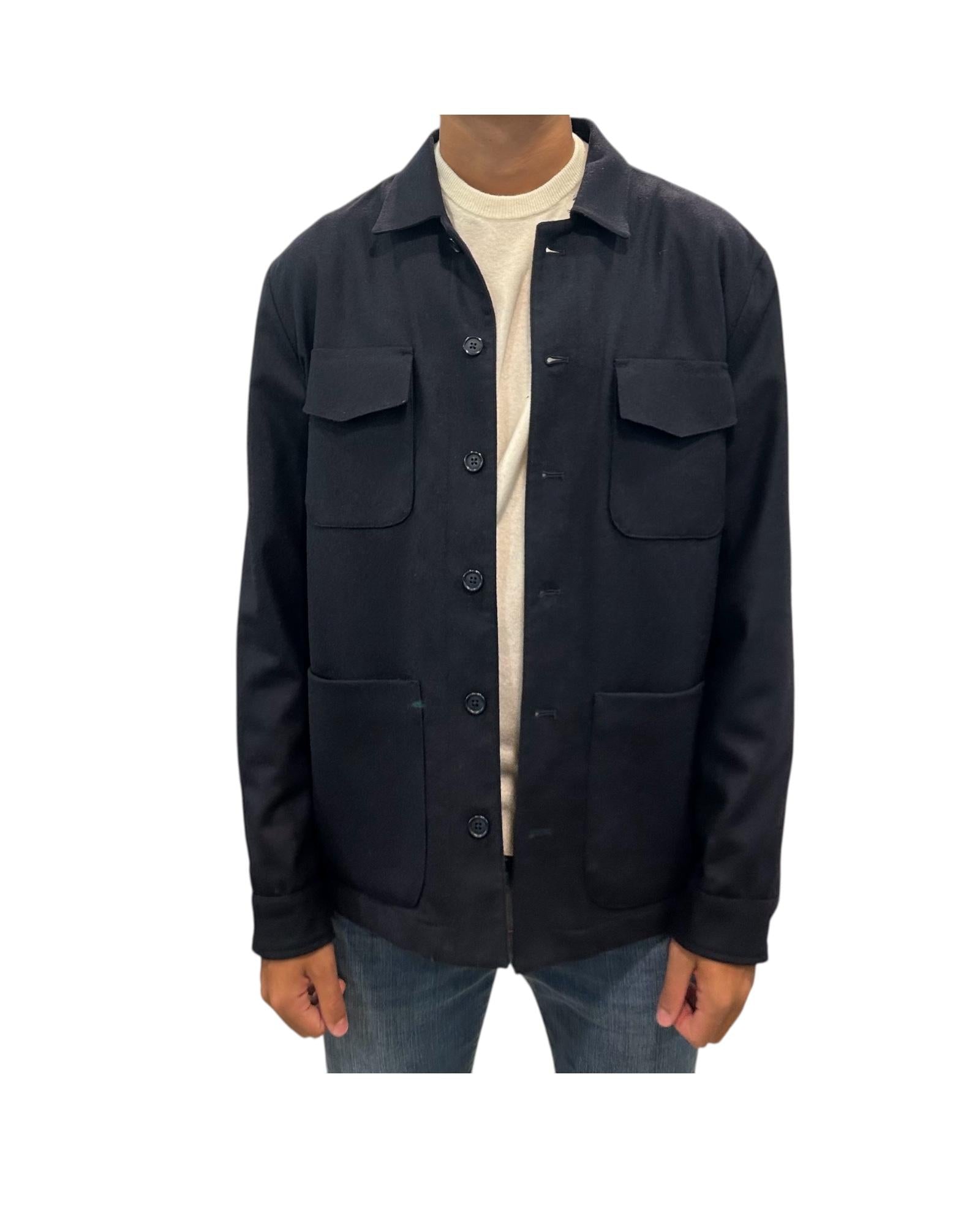 Overshirt in lana Blu FIL3121 8 BASTONCINO 