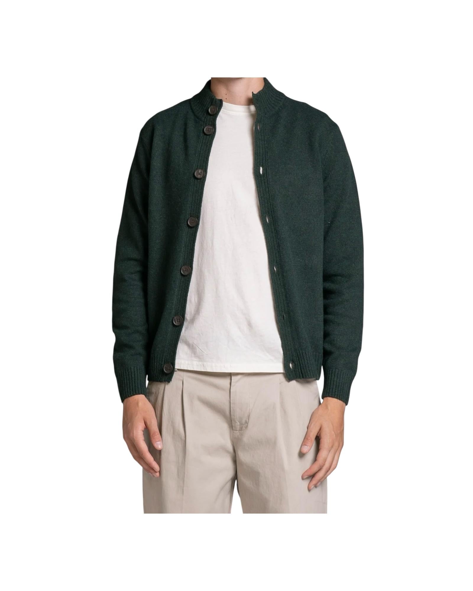 Cardigan Chase in lana Dark green CHASE WN8C04 IMPURE 