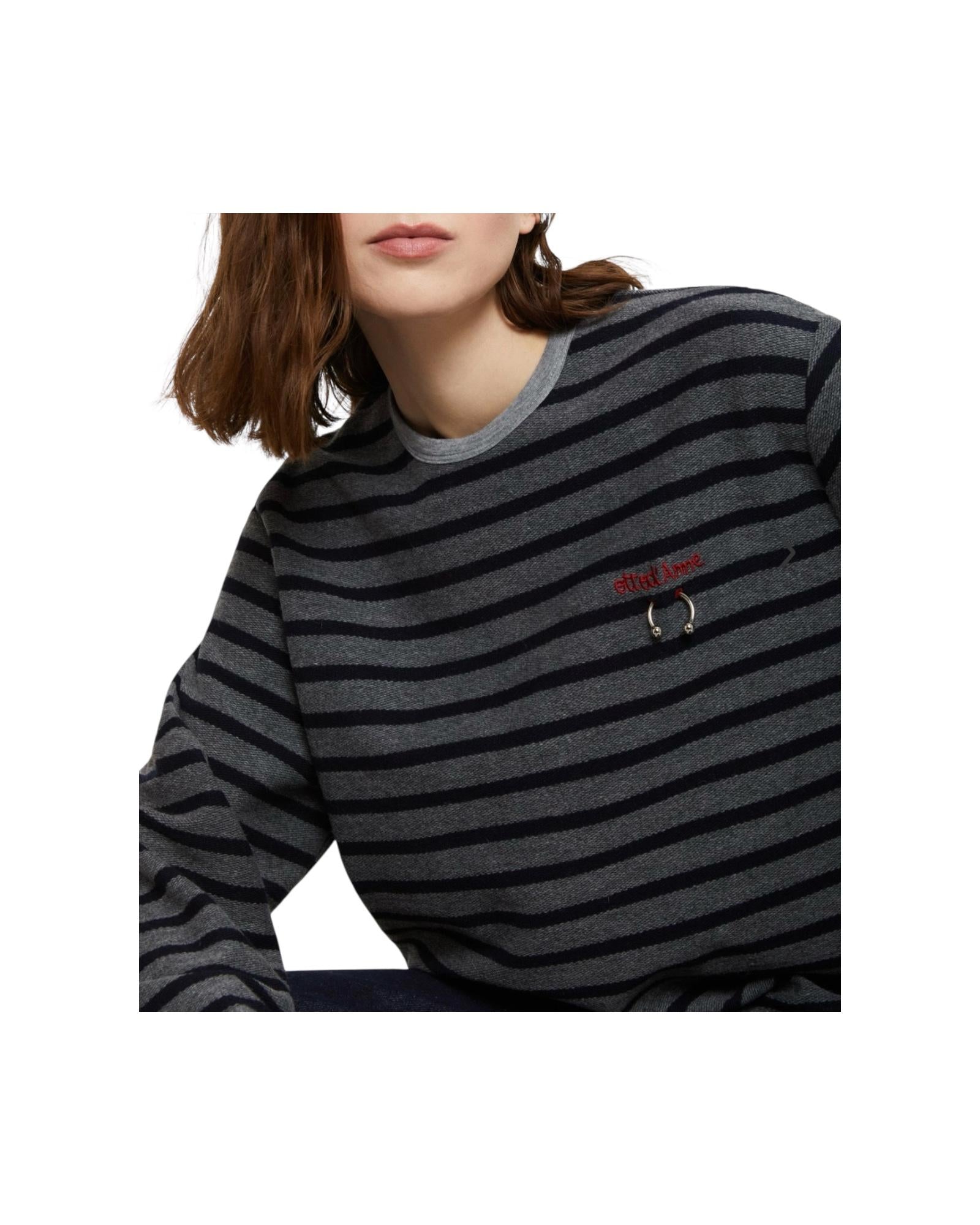 Felpa a righe in misto lana e cotone PCR DMF0033 UNICA OTTOD'AME 