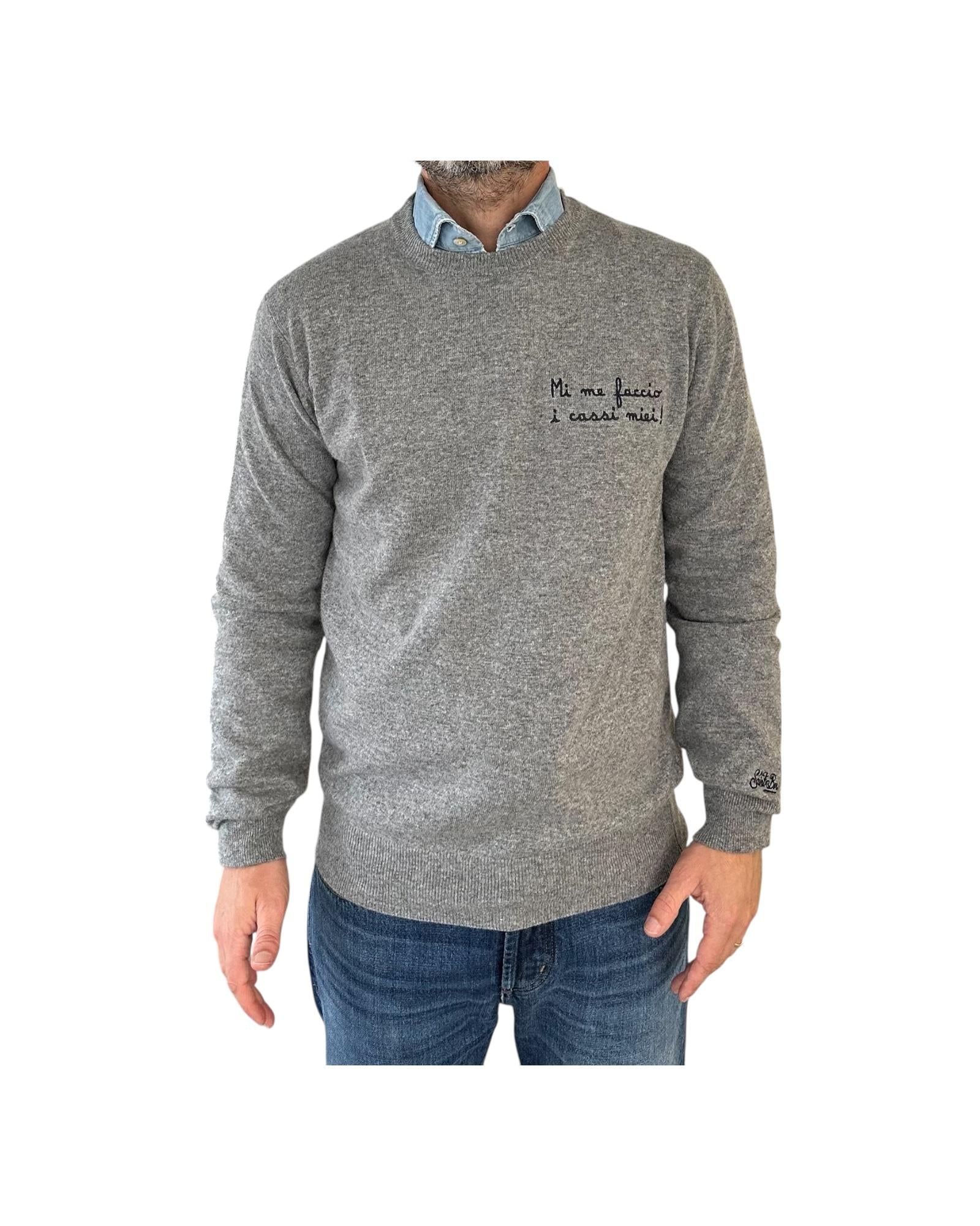 Maglione a girocollo con ricamo Mi me faccio i cassi miei! HER0024 03394I MC2 SAINT BARTH