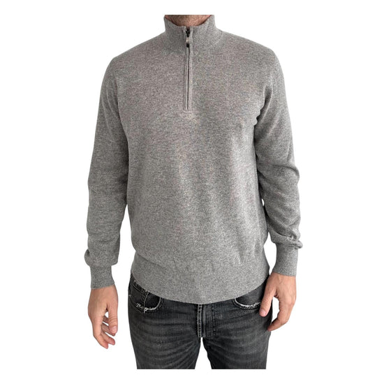 Lupetto con zip in lana e cashmere Tortora 87005 212 CAVALIERI MILANO 