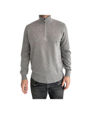 Lupetto con zip in lana e cashmere Tortora