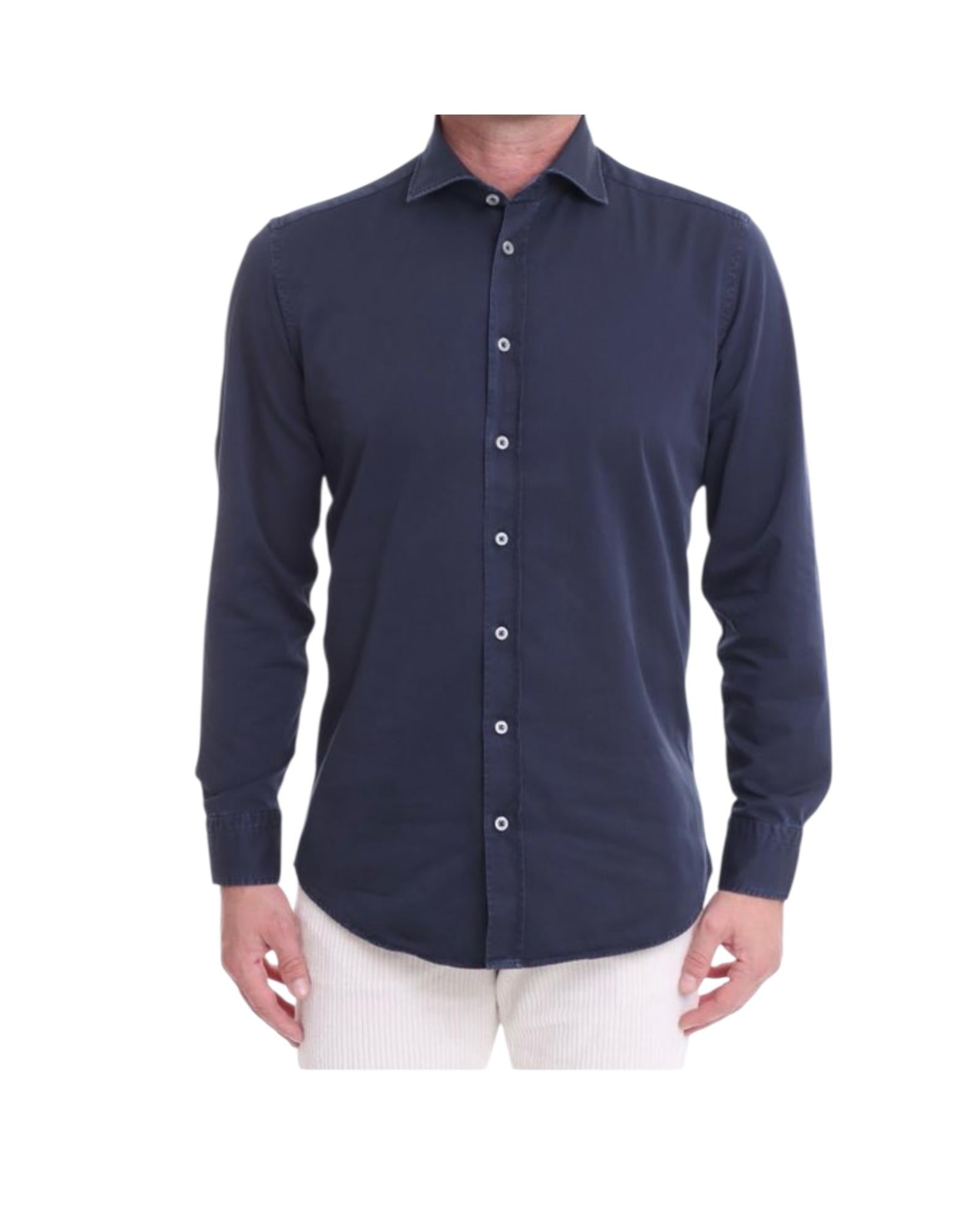 Camicia uomo in cotone Blu B1379 12 BASTONCINO 