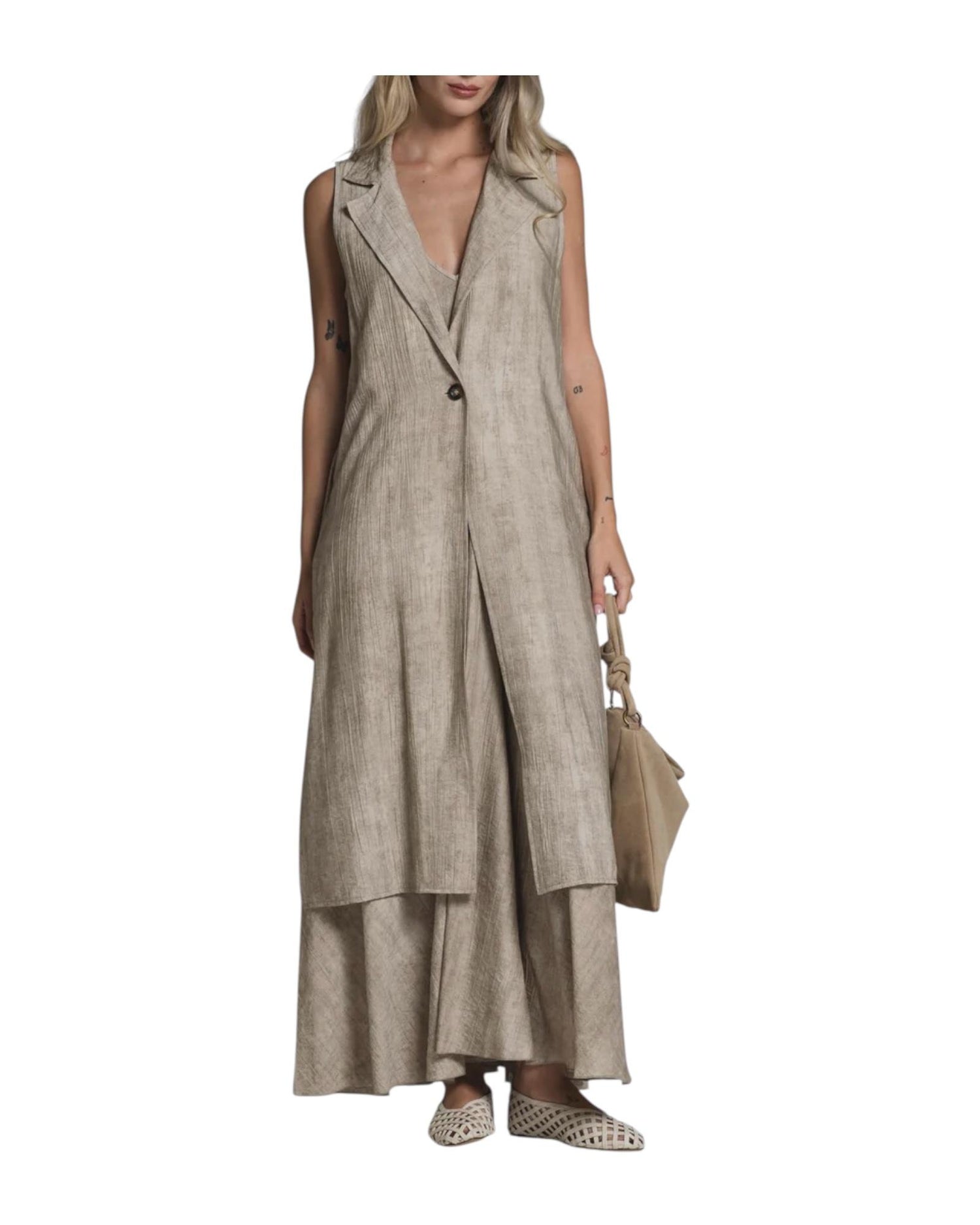 Gilet lungo Beige JENNY RAYC51 IMPURE 