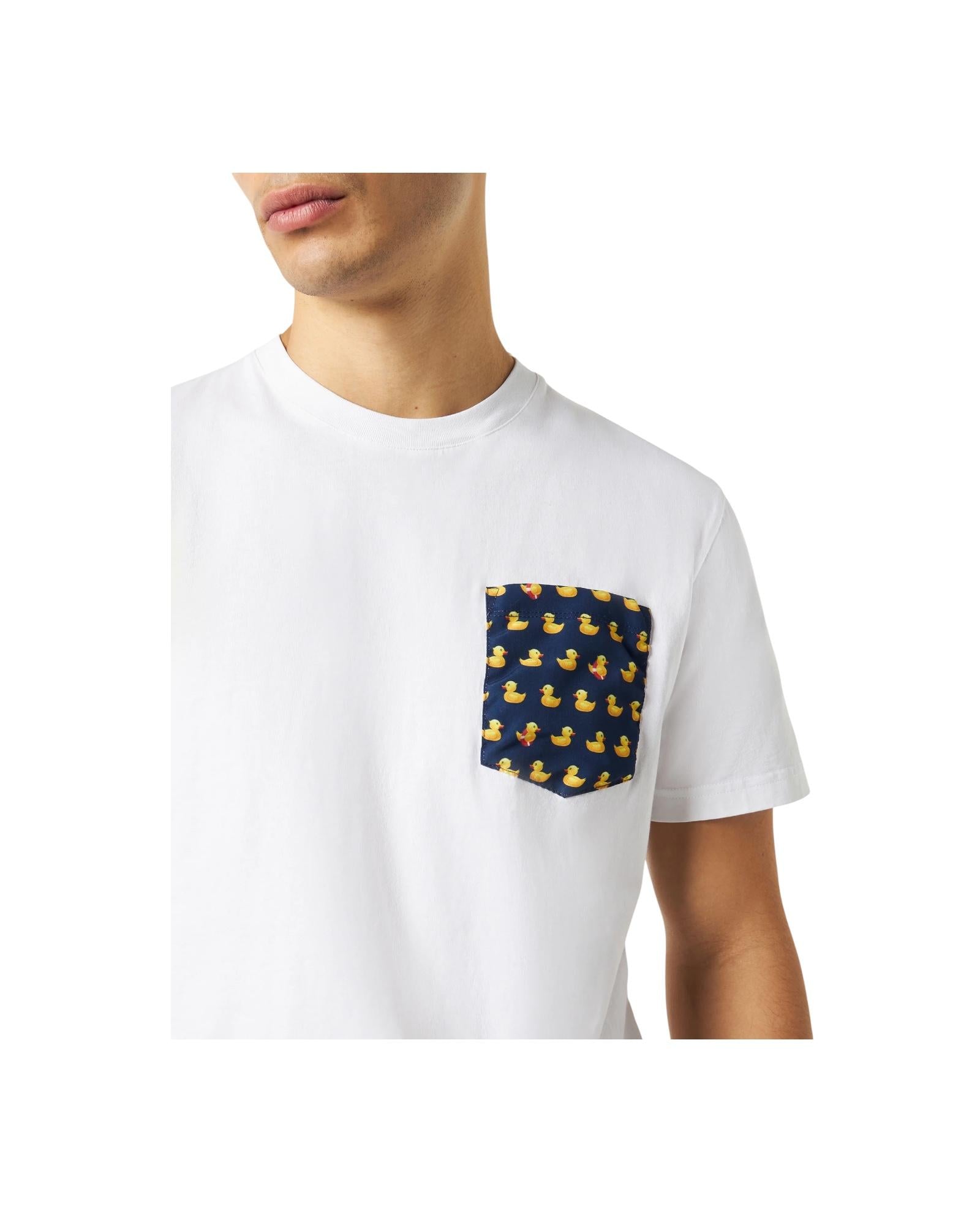 T-Shirt in cotone con taschino stampa papere BLA0001 03568L MC2 SAINT BARTH 