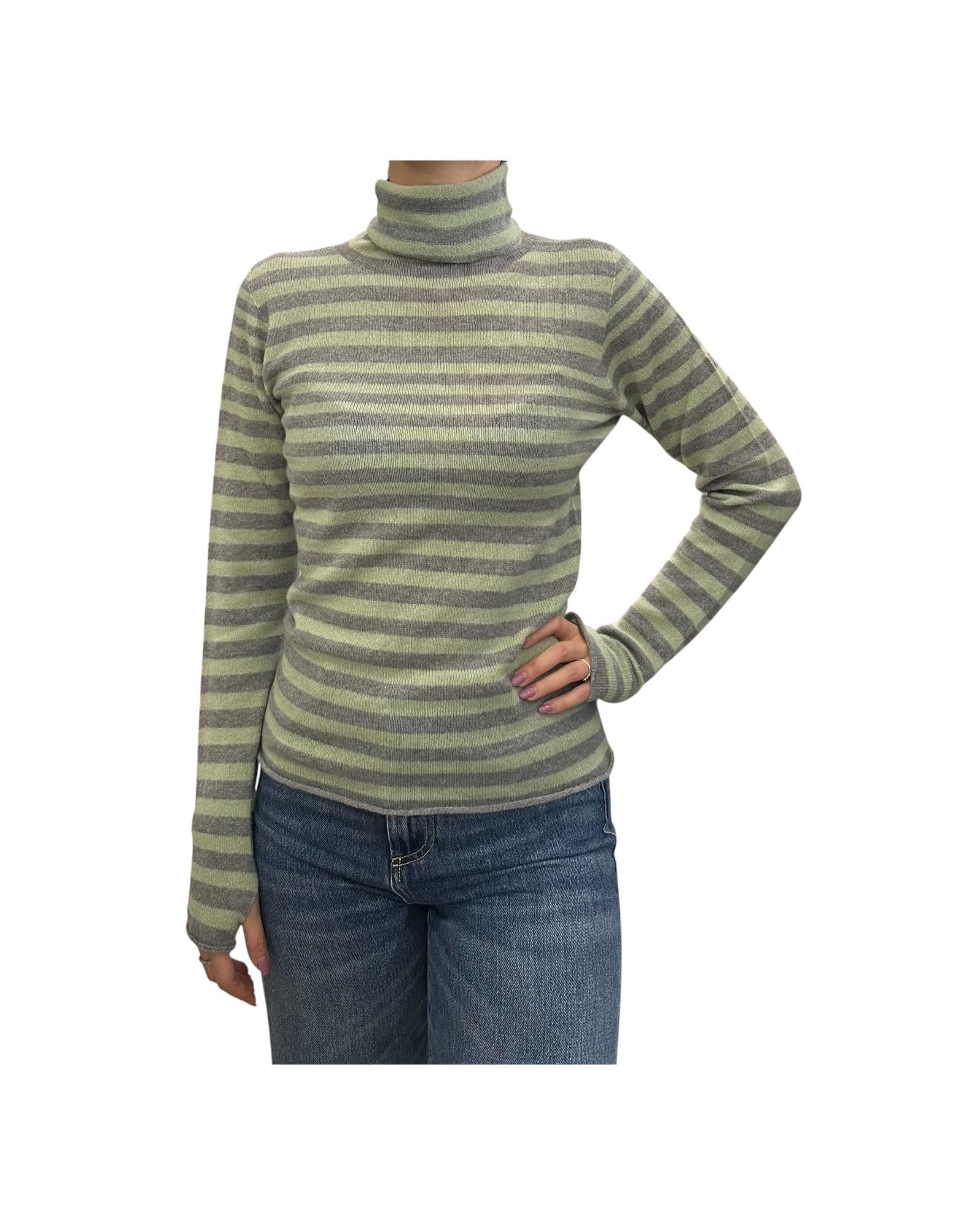 Maglia dolcevita in cashmere righe Grigio-giada 85891 502 RETOIS 