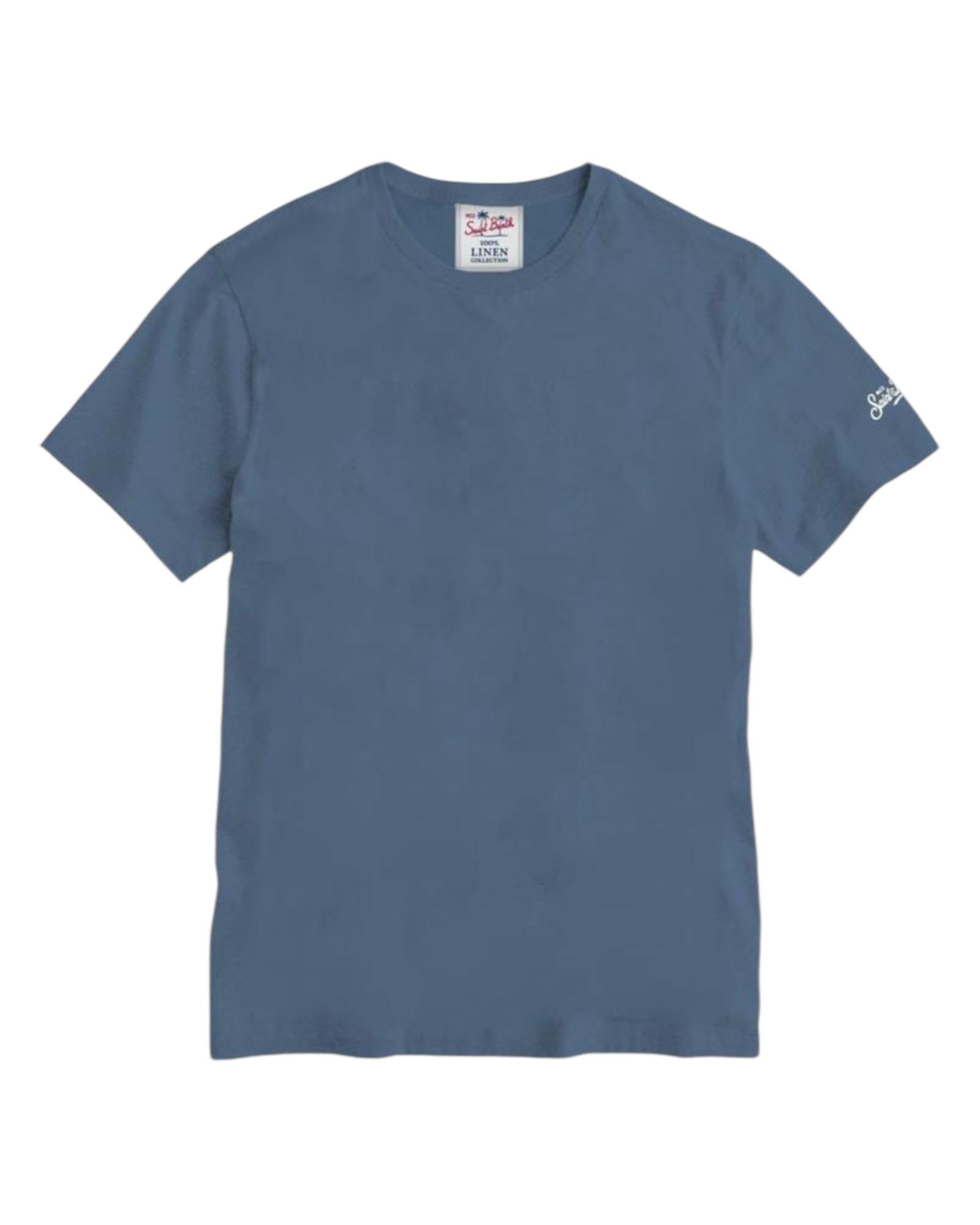 T-Shirt Ecstasea in lino blu avio ECS0003 00110H MC2 SAINT BARTH